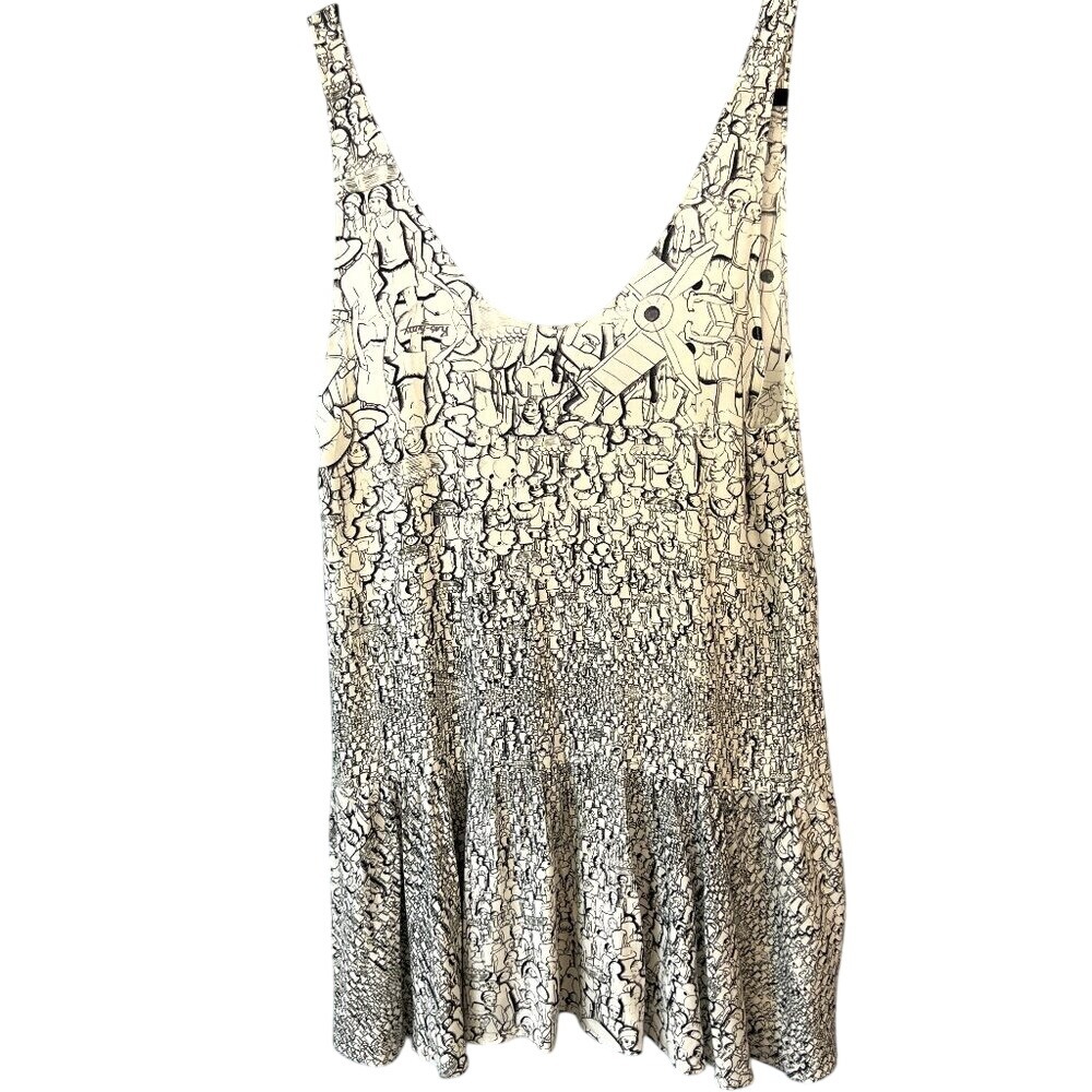 Yanvalou Designs Sleeveless Tunic Top Beach Haitian Artist Ras-Kimy Print‎ SZ S